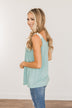 Choose Hope Lace Tank Top- Soft Turquoise