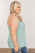 Choose Hope Lace Tank Top- Soft Turquoise