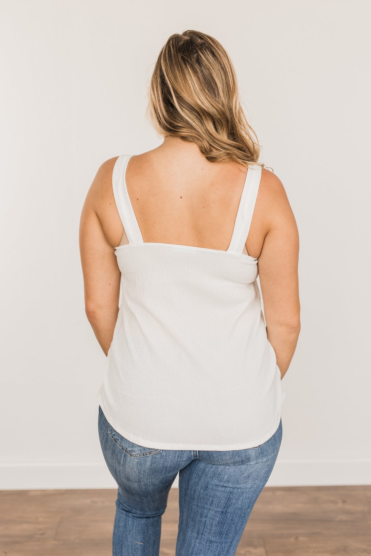 Now Or Never Button Tank Top- Ivory