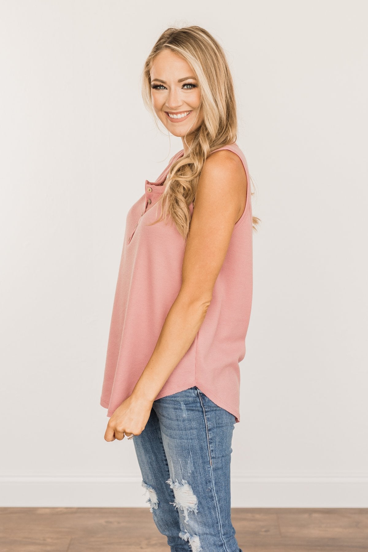 Prove Them Wrong Thermal Knit Tank Top- Dusty Mauve