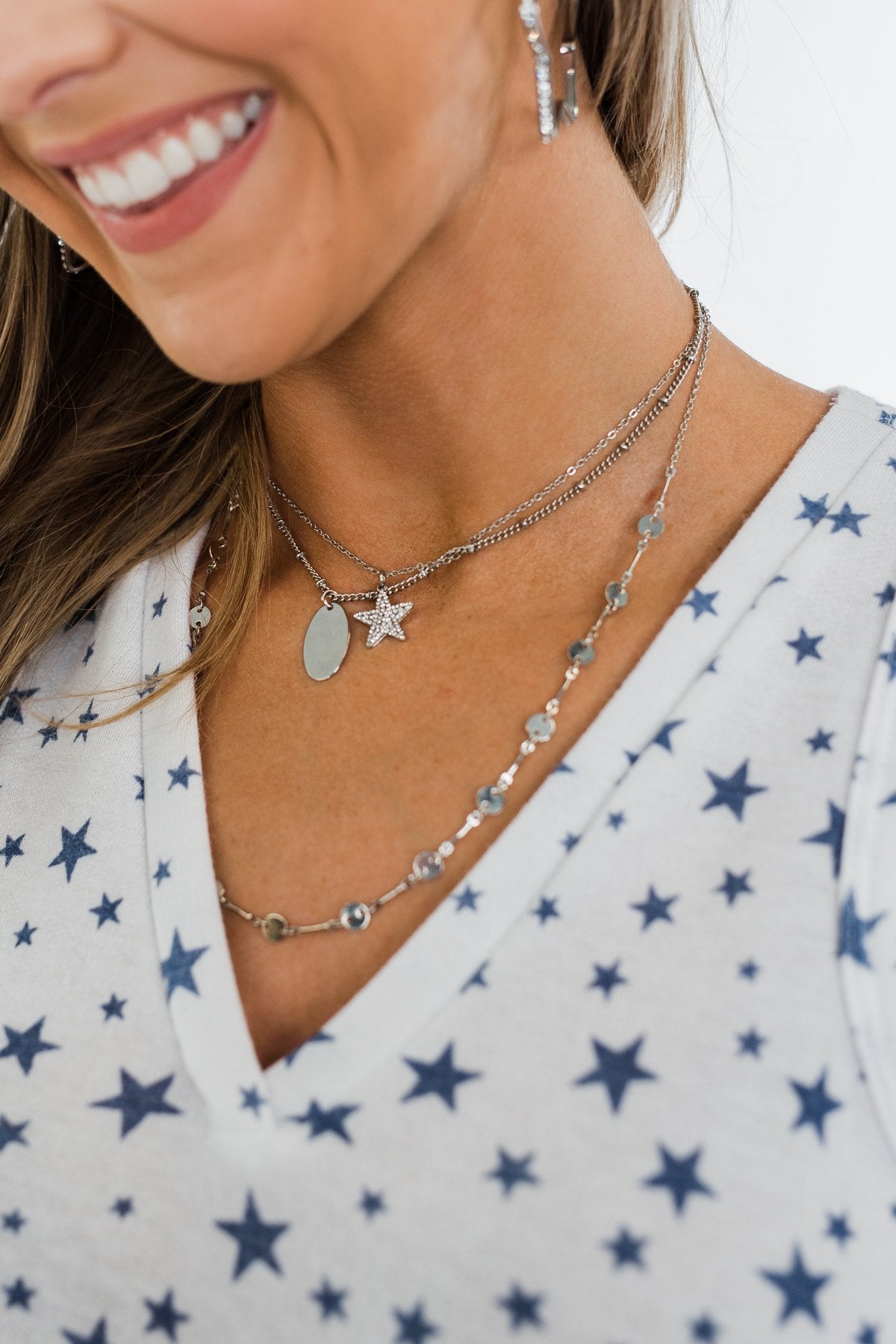 Glam Star Tier Necklace- Silver