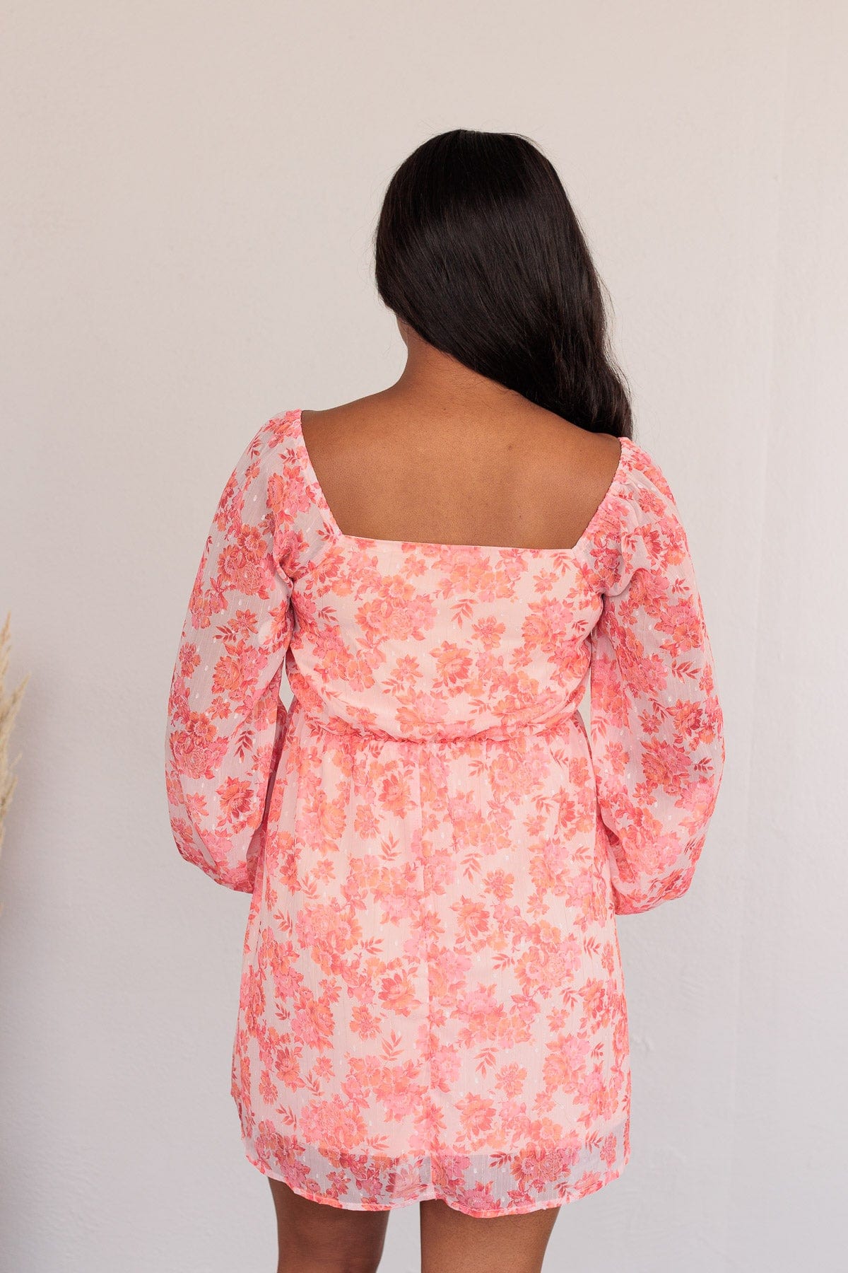 Never Lose Hope Floral Mini Dress- Coral