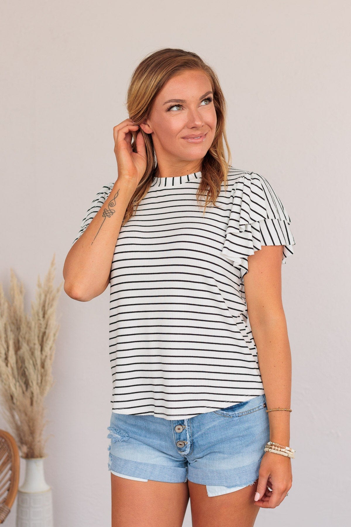 Soar Above The Rest Striped Top- White