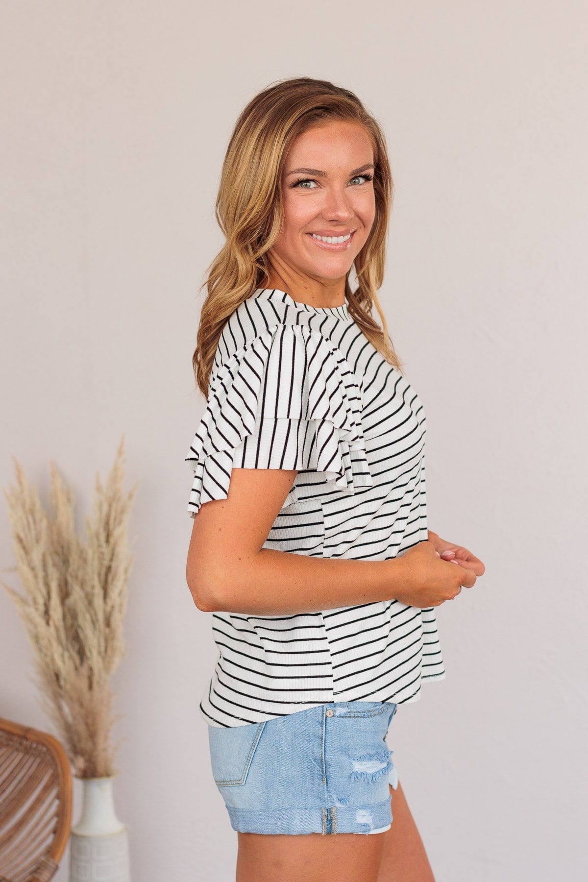 Soar Above The Rest Striped Top- White