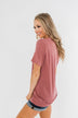 "America" Colorful Graphic Tee- Light Maroon