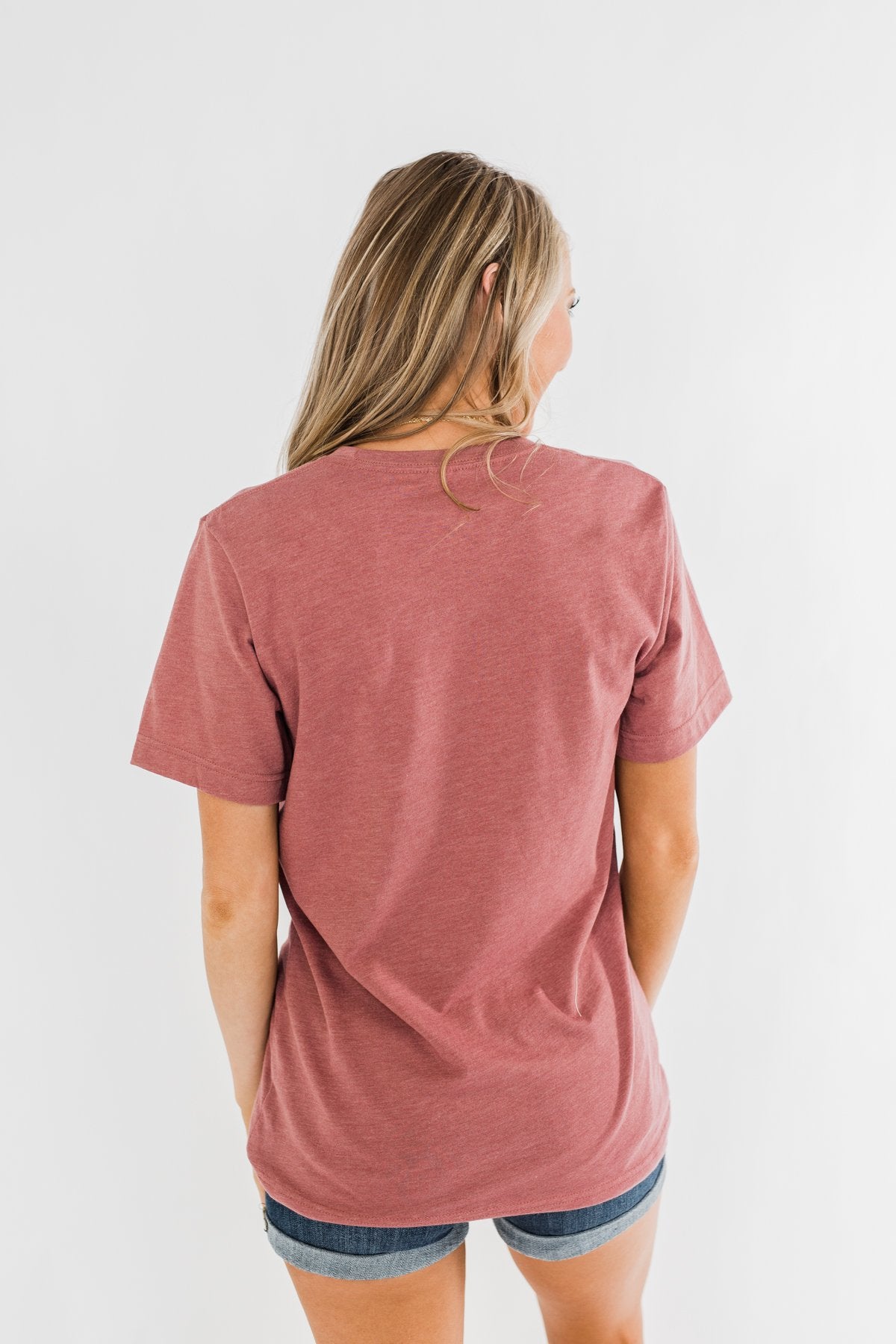 "America" Colorful Graphic Tee- Light Maroon