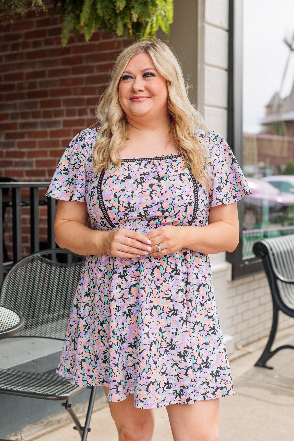 Gentle Morning Breeze Mini Dress- Black & Peach