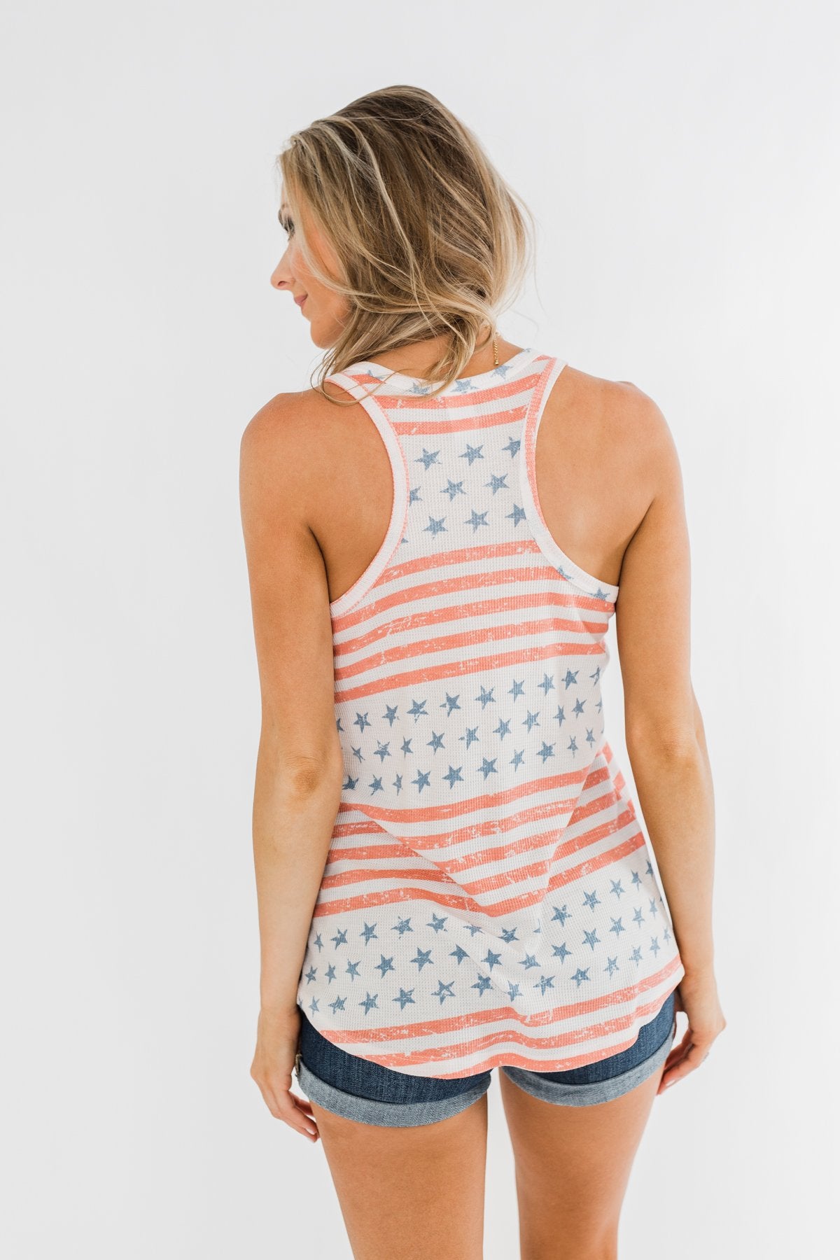 Make Your Smile Shine Stars & Stripes Tank- Red, White, & Blue