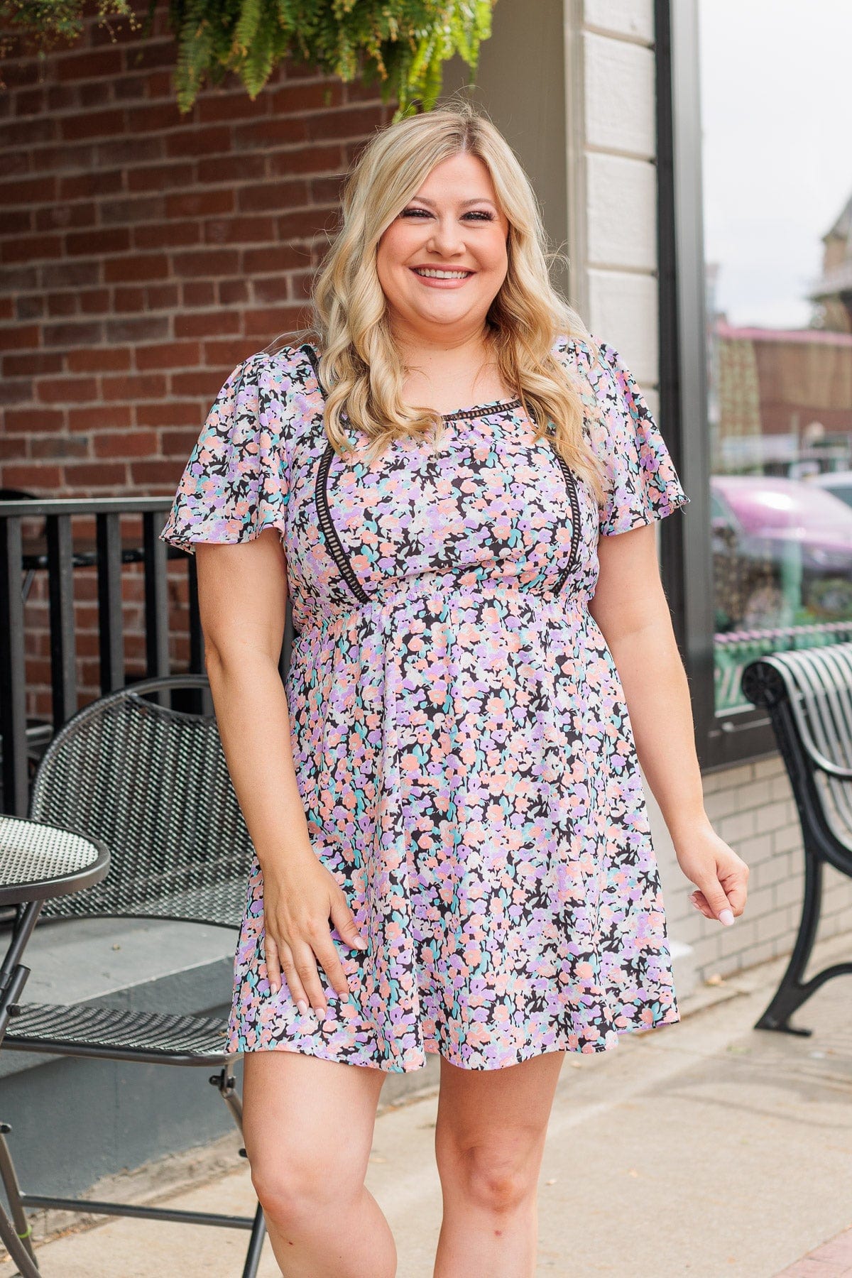 Gentle Morning Breeze Mini Dress- Black & Peach