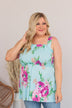 Want Your Attention Floral Tank- Light Blue