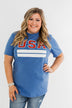 "USA" Varsity Graphic Tee- Cobalt Blue