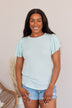 Fly Above The Rest Flutter Sleeve Top- Baby Blue