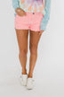 YMI Distressed Colored Shorts- Neon Pink