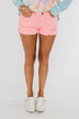 YMI Distressed Colored Shorts- Neon Pink