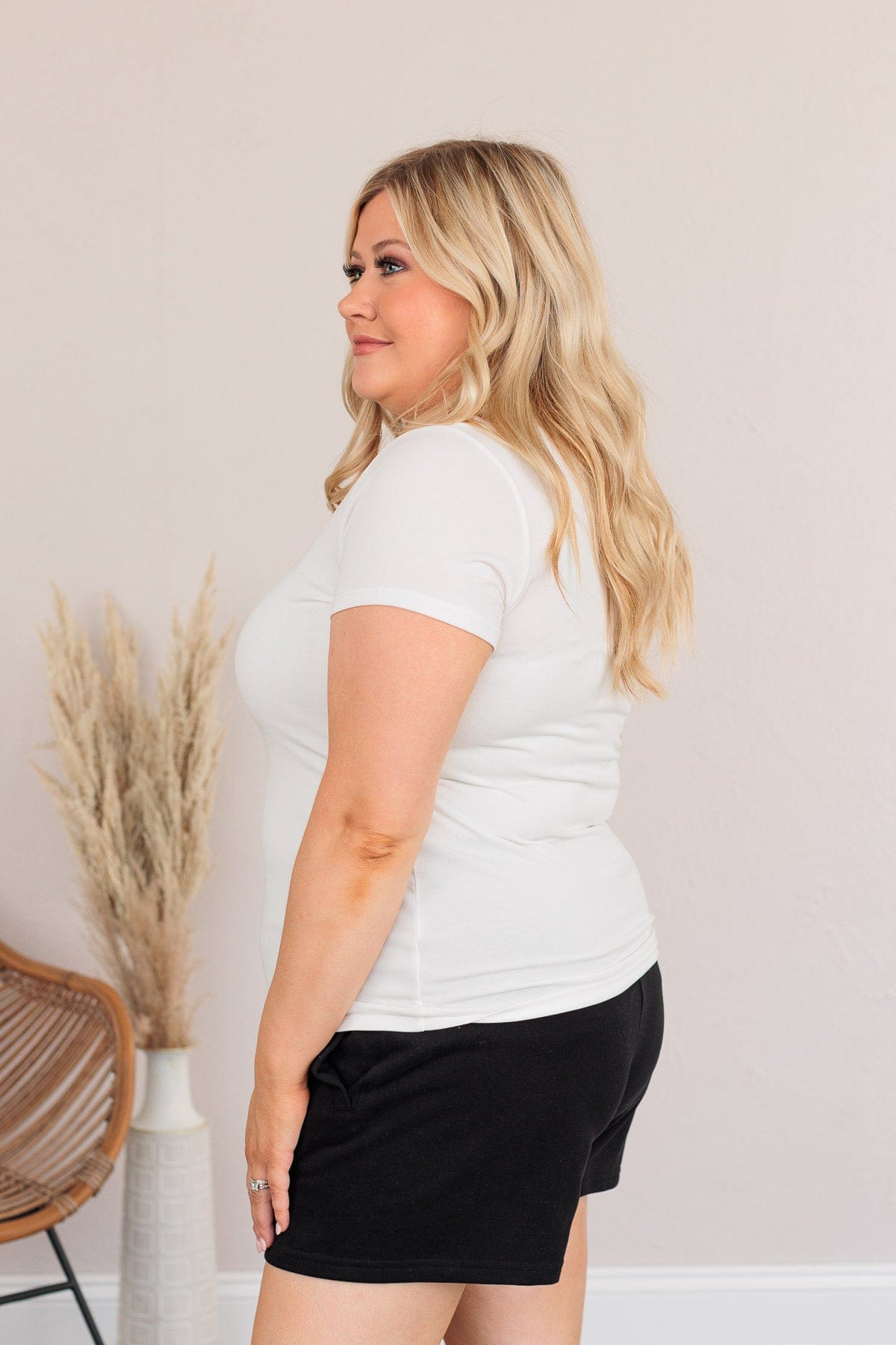 Something To Cling To V-Neck Top- Ivory