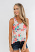A Bright Floral Summer Tank- Ivory