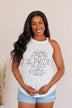 "I Put The Pro In Procrastinate" Graphic Tank Top- White