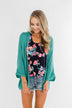 Forever On My Mind Knit Cardigan- Teal
