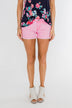 YMI Raw Hem Colored Shorts- Neon Pink