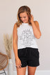 "I Put The Pro In Procrastinate" Graphic Tank Top- White
