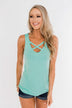 Places To Go Criss Cross Tank Top- Mint Blue