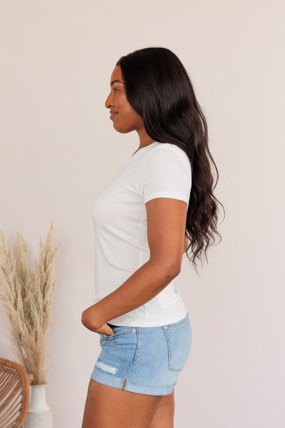 Something To Cling To V-Neck Top- Ivory