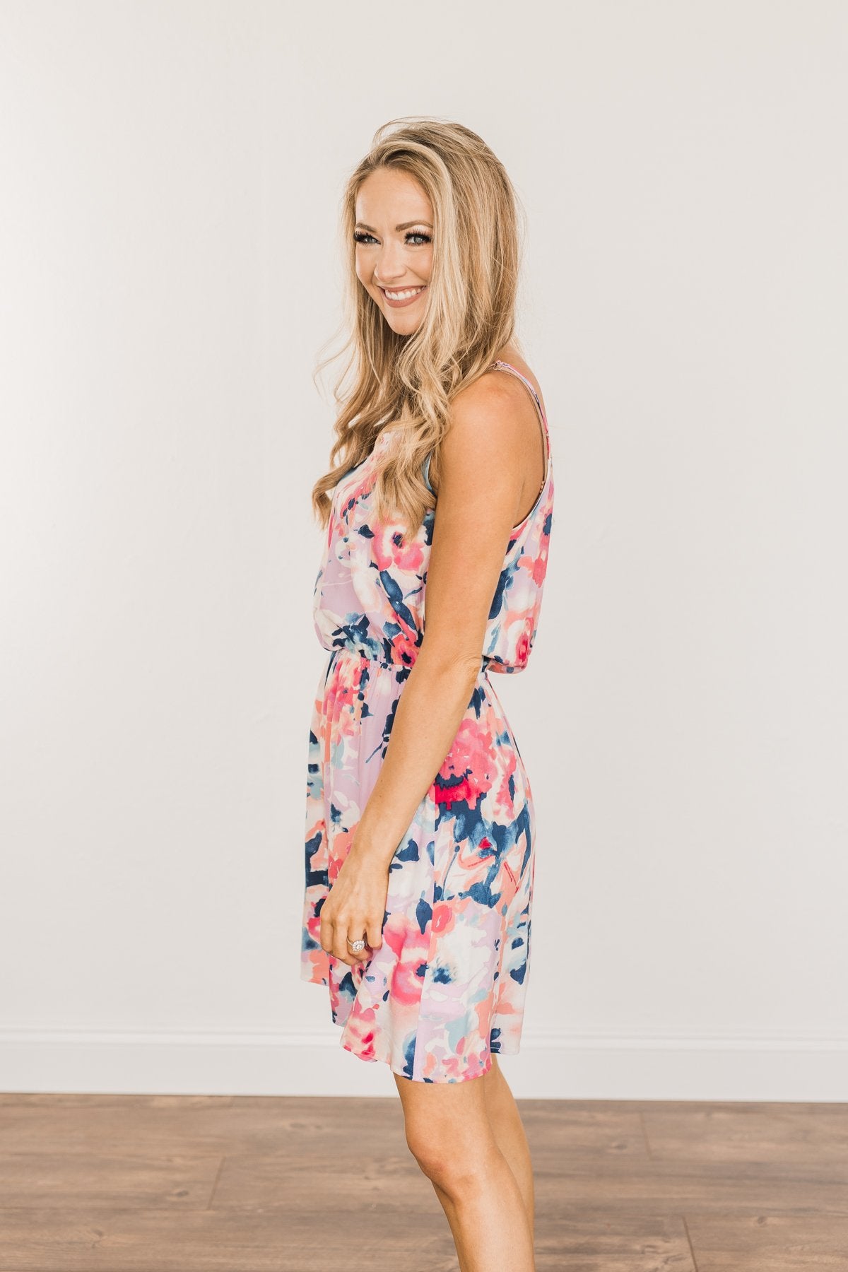 Adore Me Floral Watercolor Dress- Coral & Pink