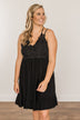 Catching Feelings Ruffle Lace Dress- Black
