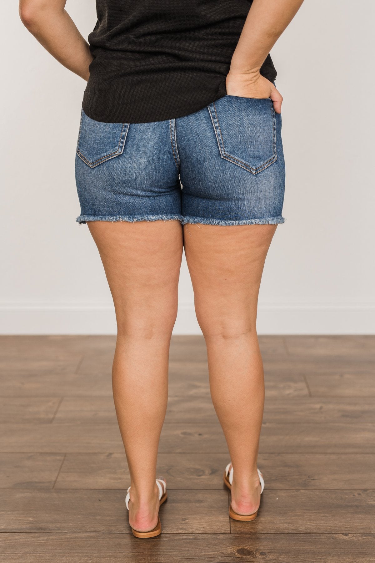 Cello Distressed Denim Shorts- Raquel Wash