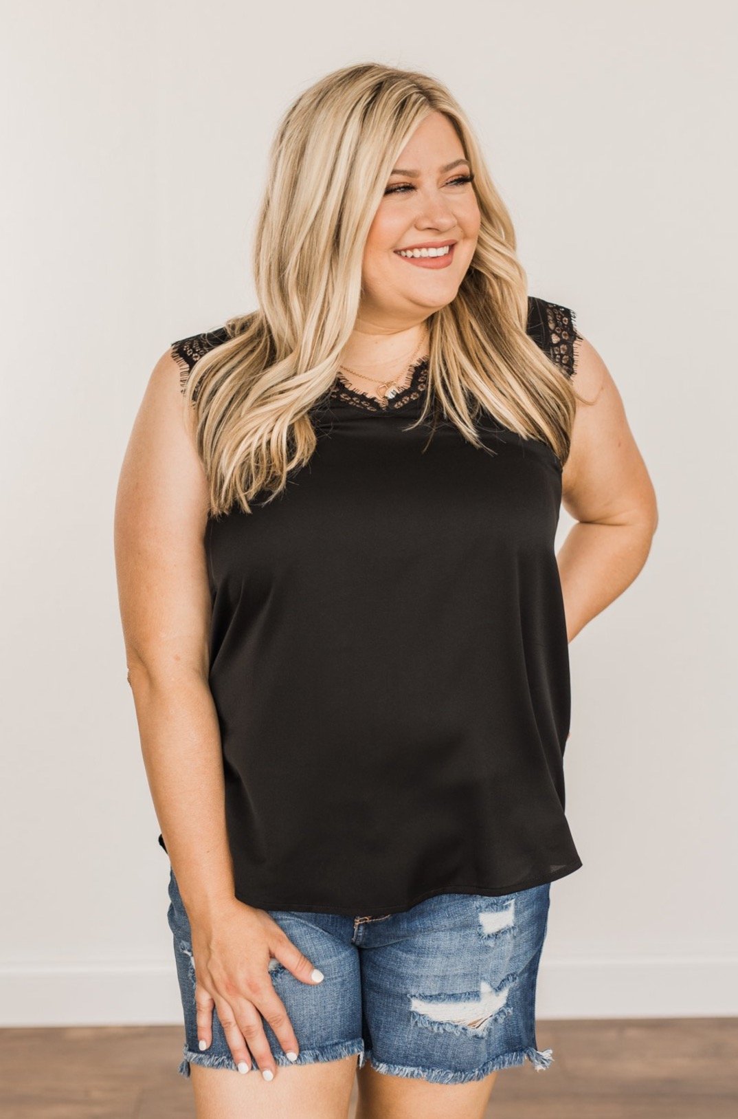 Embrace The Elegance Sleeveless Blouse- Black