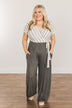 Thinking Of Us Striped Jumpsuit- Ivory & Charcoal