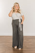 Thinking Of Us Striped Jumpsuit- Ivory & Charcoal