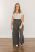 Thinking Of Us Striped Jumpsuit- Ivory & Charcoal