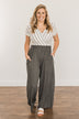 Thinking Of Us Striped Jumpsuit- Ivory & Charcoal