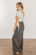 Thinking Of Us Striped Jumpsuit- Ivory & Charcoal