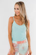 Pulse Basics Lace Trim Tank- Aqua