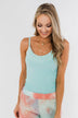 Pulse Basics Lace Trim Tank- Aqua