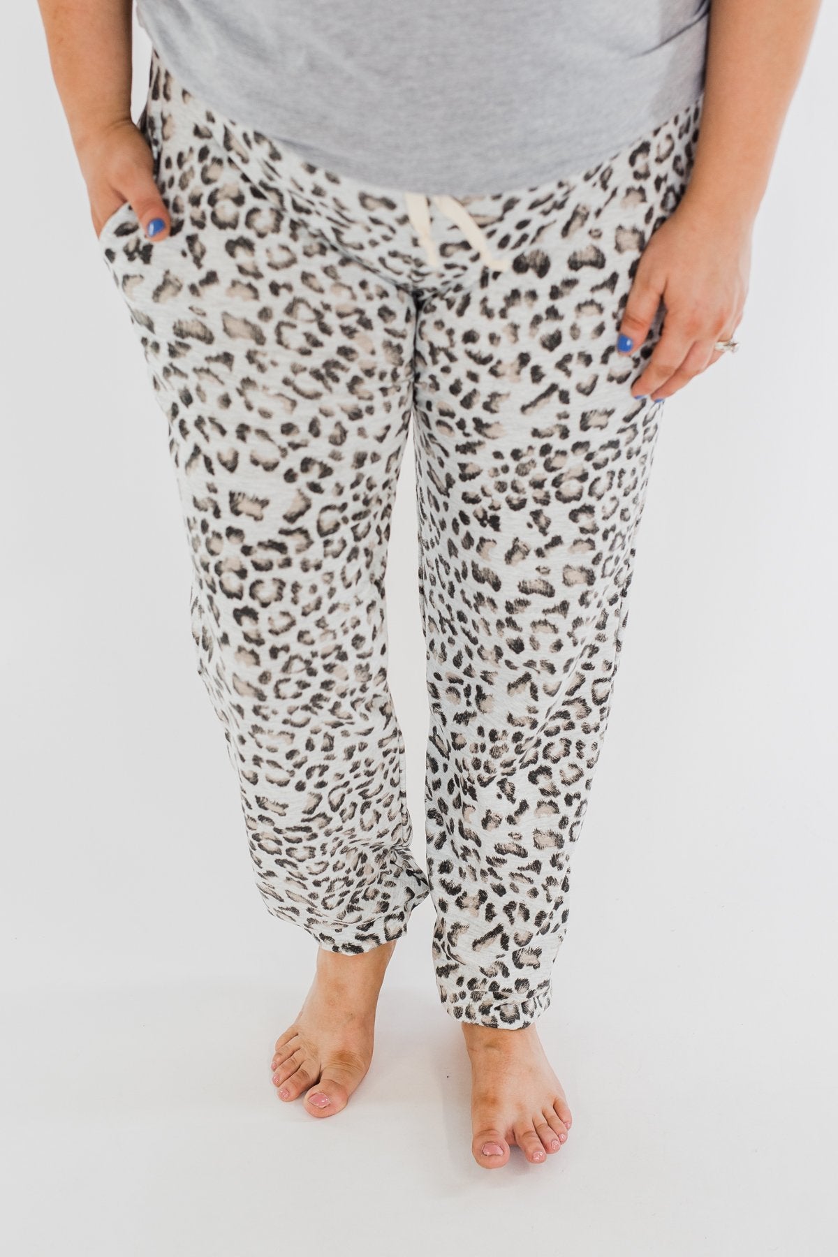 Awaiting Adventures Leopard Joggers- Heather Grey