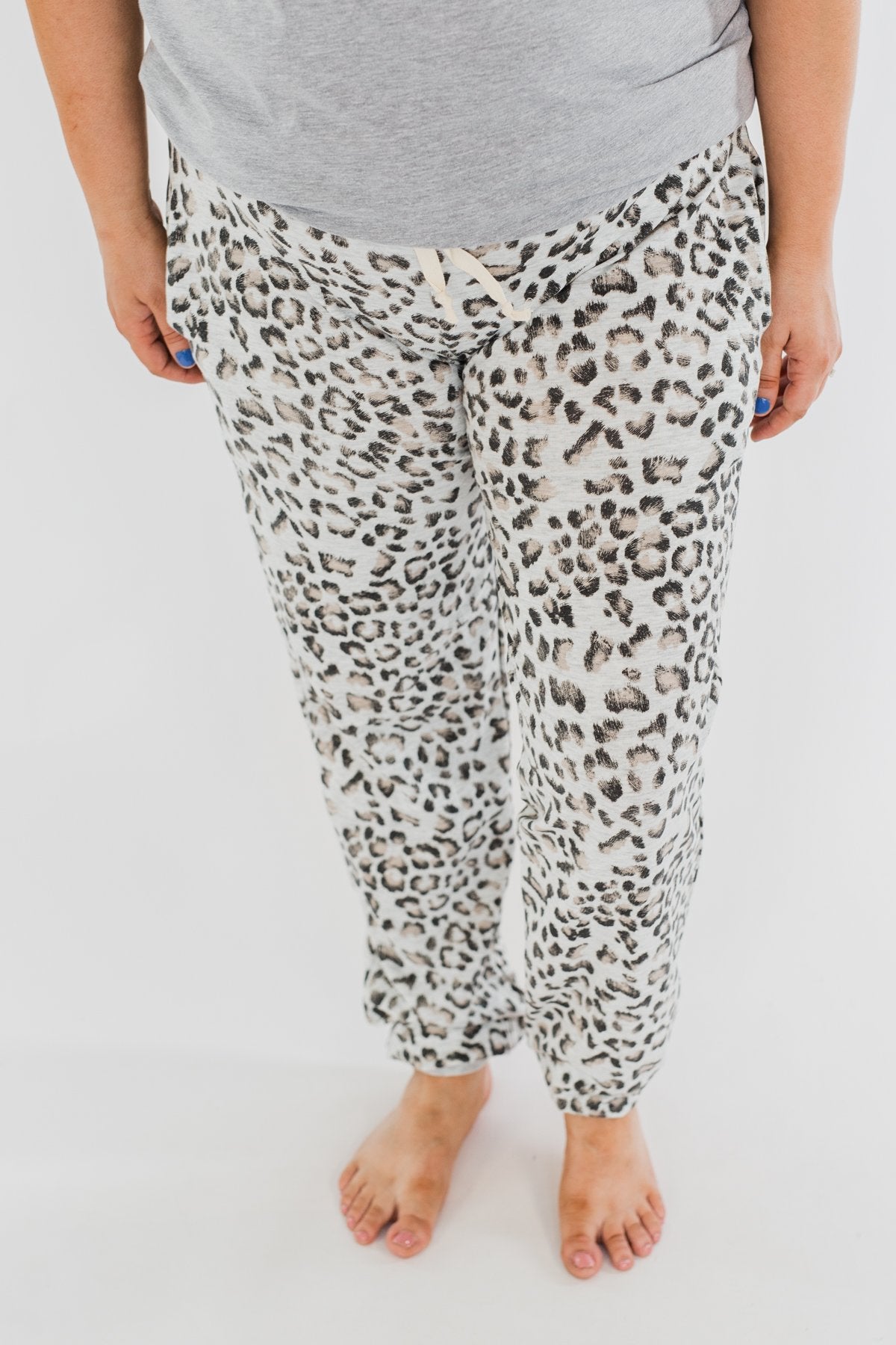 Awaiting Adventures Leopard Joggers- Heather Grey