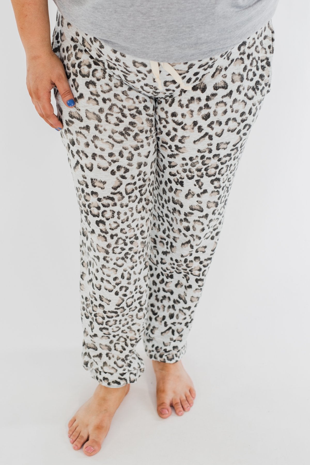 Awaiting Adventures Leopard Joggers- Heather Grey