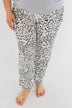 Awaiting Adventures Leopard Joggers- Heather Grey