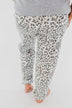 Awaiting Adventures Leopard Joggers- Heather Grey