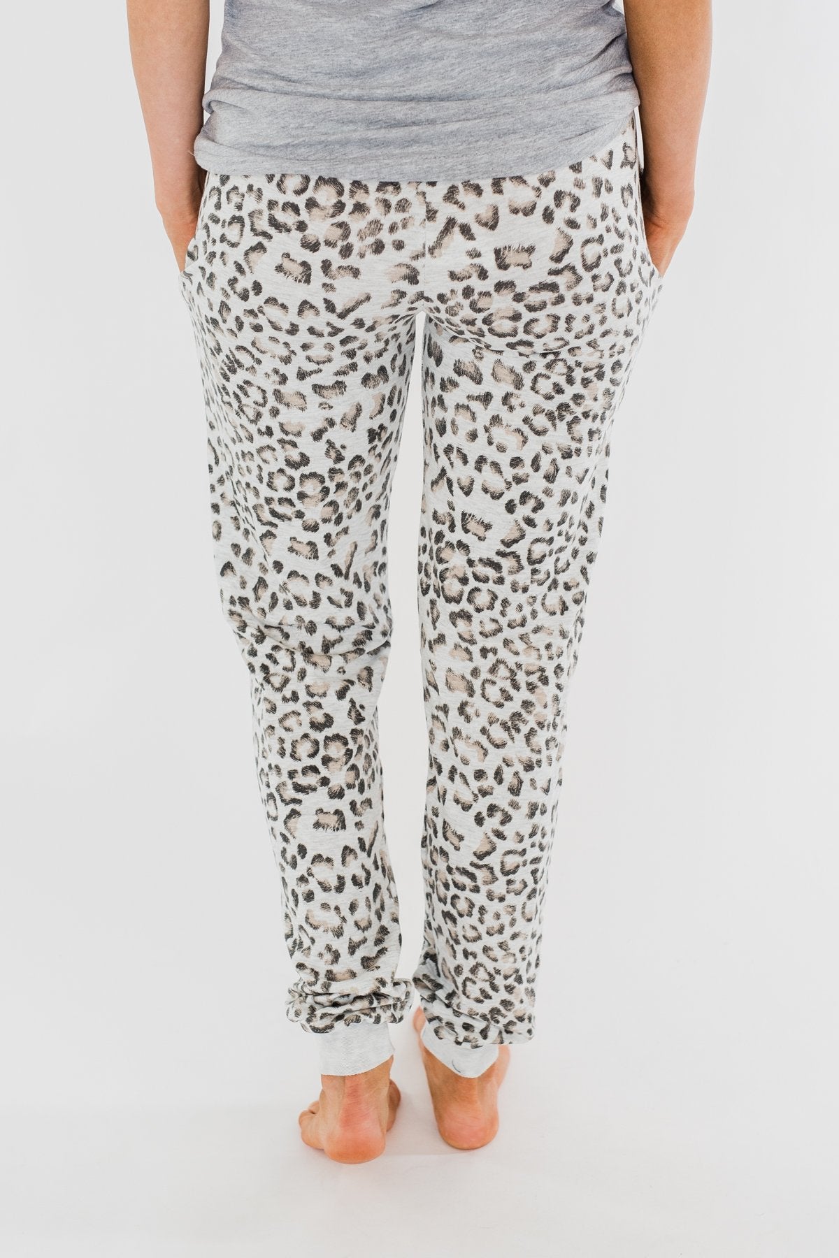 Awaiting Adventures Leopard Joggers- Heather Grey