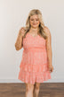 Sunkissed Skies Spotted Ruffle Dress- Vibrant Peach
