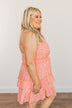 Sunkissed Skies Spotted Ruffle Dress- Vibrant Peach