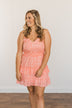 Sunkissed Skies Spotted Ruffle Dress- Vibrant Peach