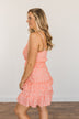 Sunkissed Skies Spotted Ruffle Dress- Vibrant Peach