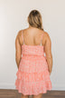 Sunkissed Skies Spotted Ruffle Dress- Vibrant Peach