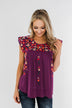 Tell Me You Love Me Embroidered Floral Top- Magenta