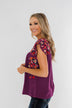 Tell Me You Love Me Embroidered Floral Top- Magenta